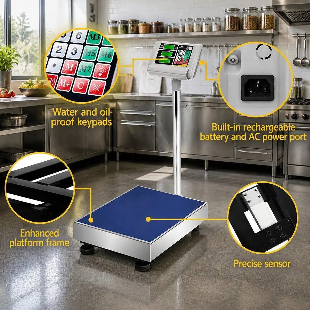 Digital Platform Scale Stainless Steel 50 x 40cm 300KG Black