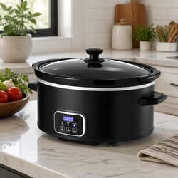 5.6L Electric Slow Cooker Multi Cooker Black 3 Heat Settings Keep Warm Function