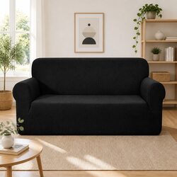 3 Seater Sofa Cover High Stretch Black Couch Protector Furniture Slip Cover