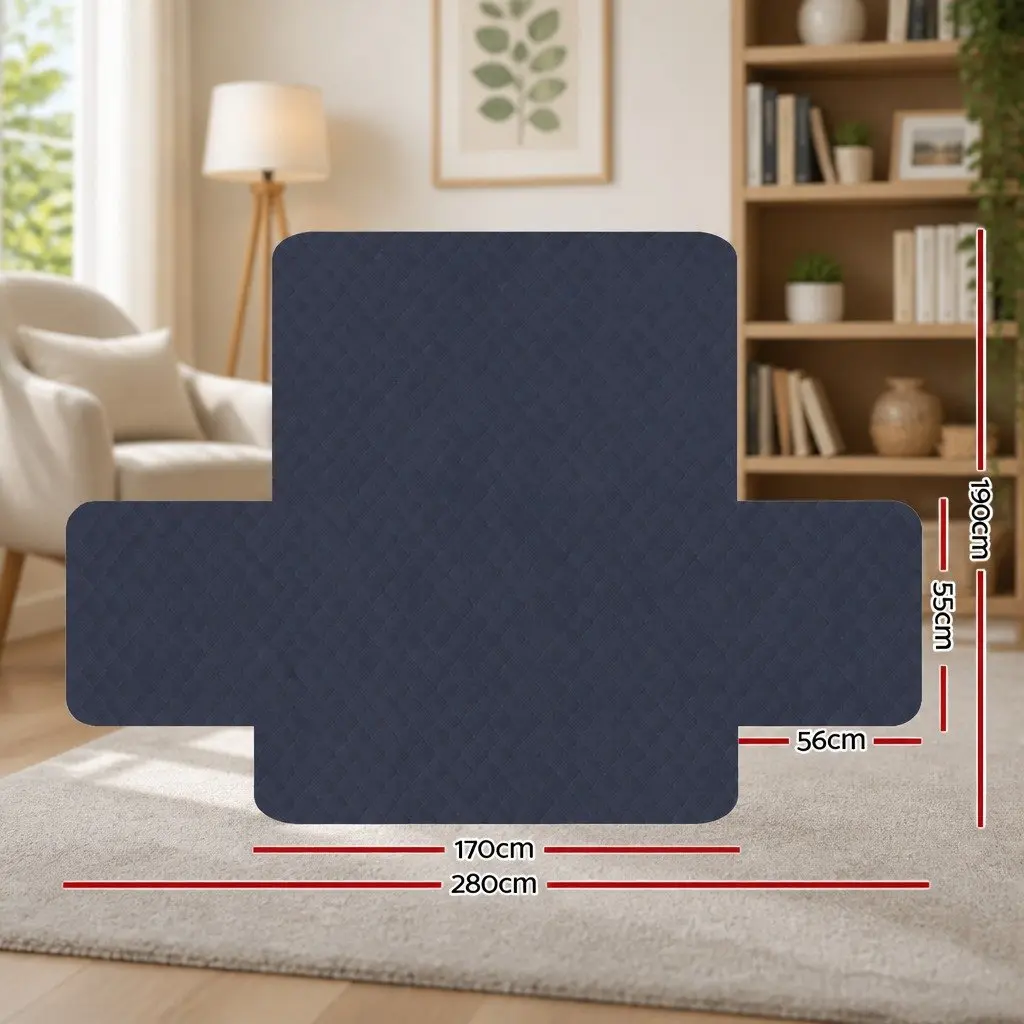 Sofa Cover Microfibre 3 Seater Quilted Dark Grey Couch Protector Anti-Slip Machine Washable