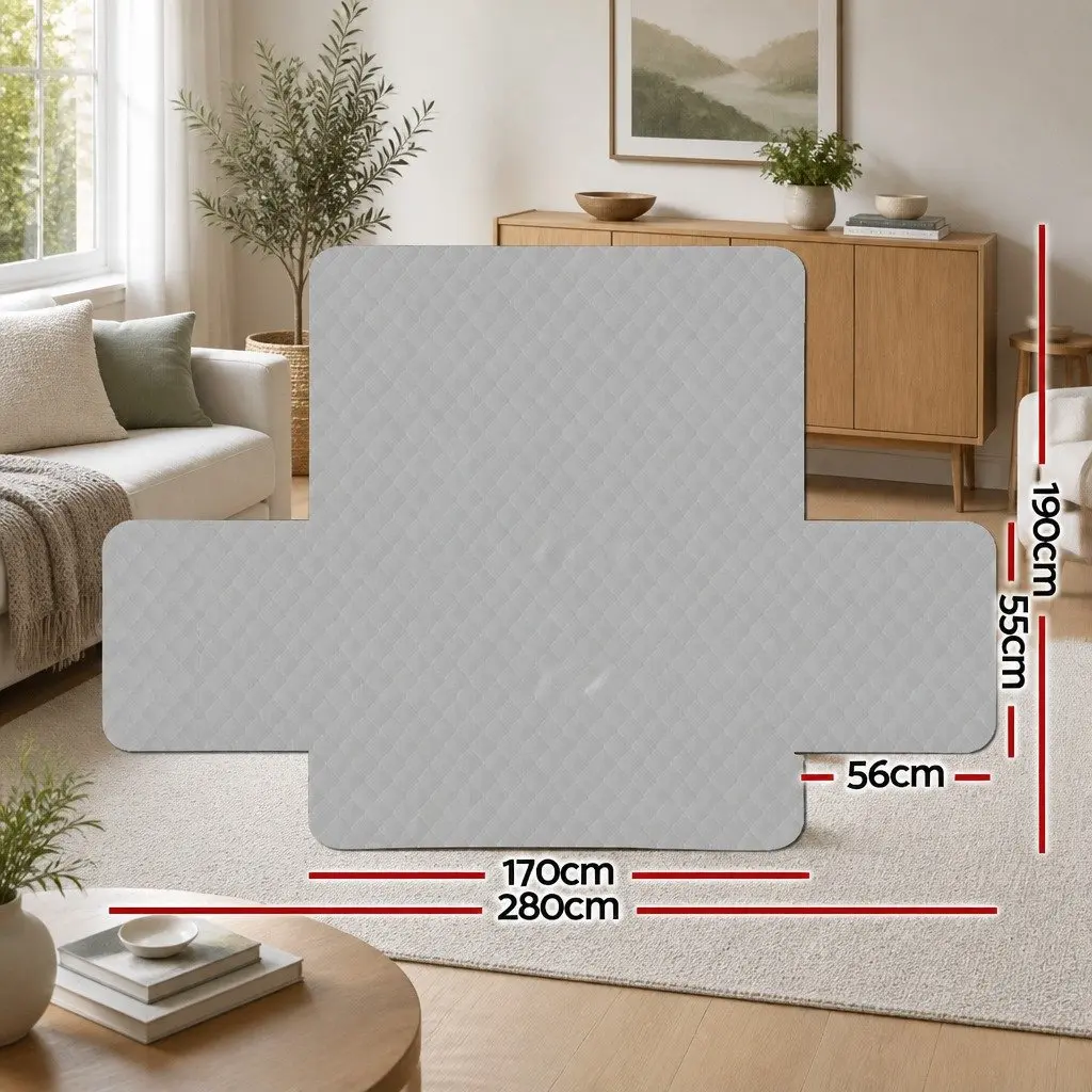 Sofa Cover 3 Seater Quilted Grey Diamond Couch Protector Anti-Scratch Microfibre