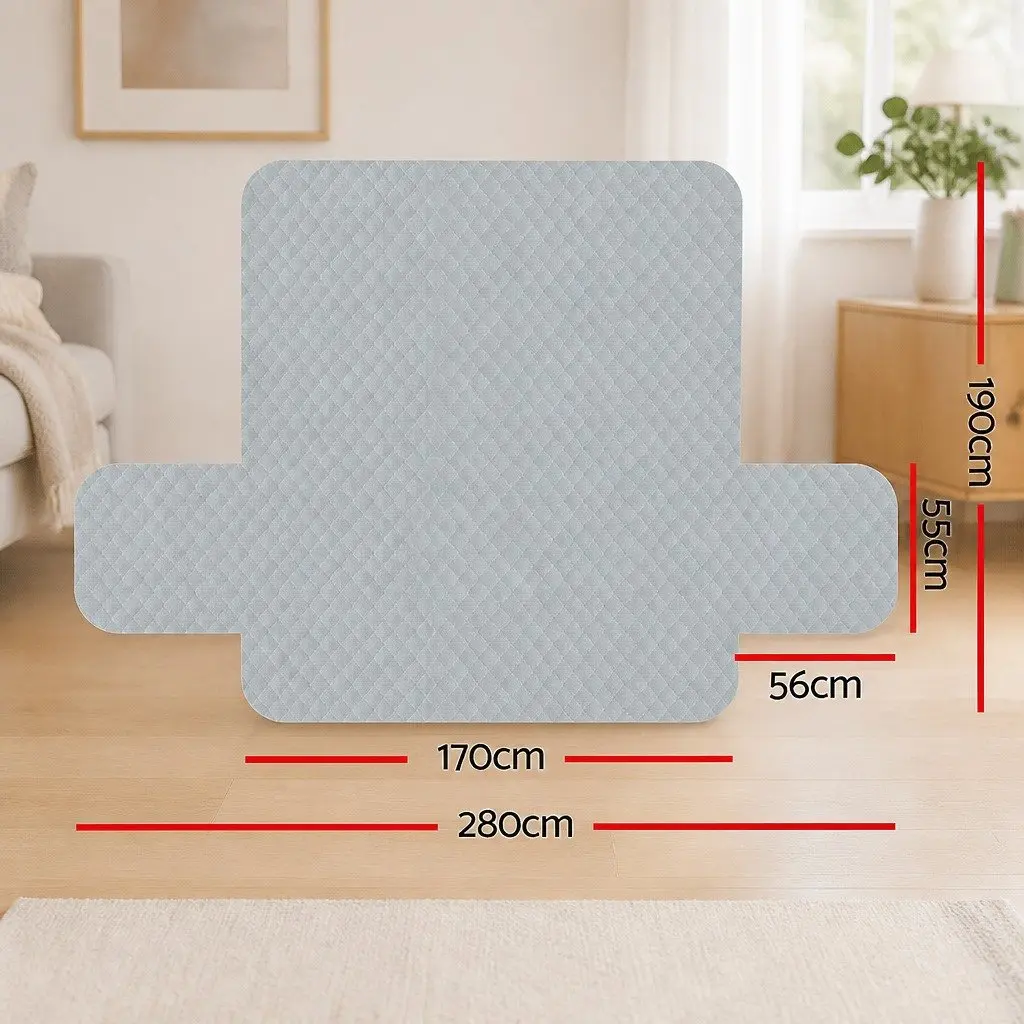 Sofa Cover Water Resistant 3 Seater Grey Microfibre Fabric with TPU Waterproof Coating