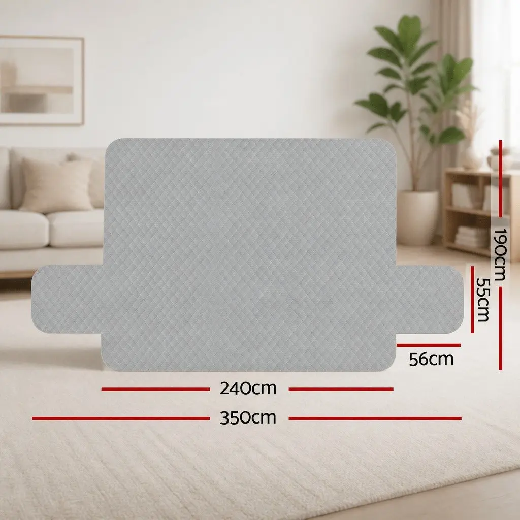4 Seater Couch Protector Grey Microfibre Water Resistant Diamond Quilted Cover