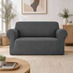 Sofa Cover Couch Covers 2 Seater Stretch Grey Knitted Fabric Machine Washable