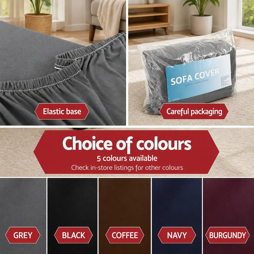 Sofa Cover Knitted Fabric 2 Seater Grey Stretch Machine Washable