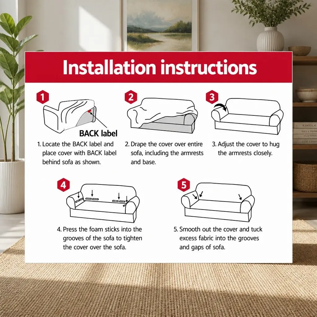 Sofa Cover Knitted Fabric 2 Seater Grey Stretch Machine Washable