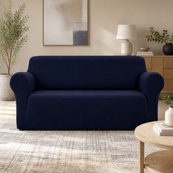 Sofa Cover 3 Seater Stretch Elastic Knitted Fabric Couch Protector Navy