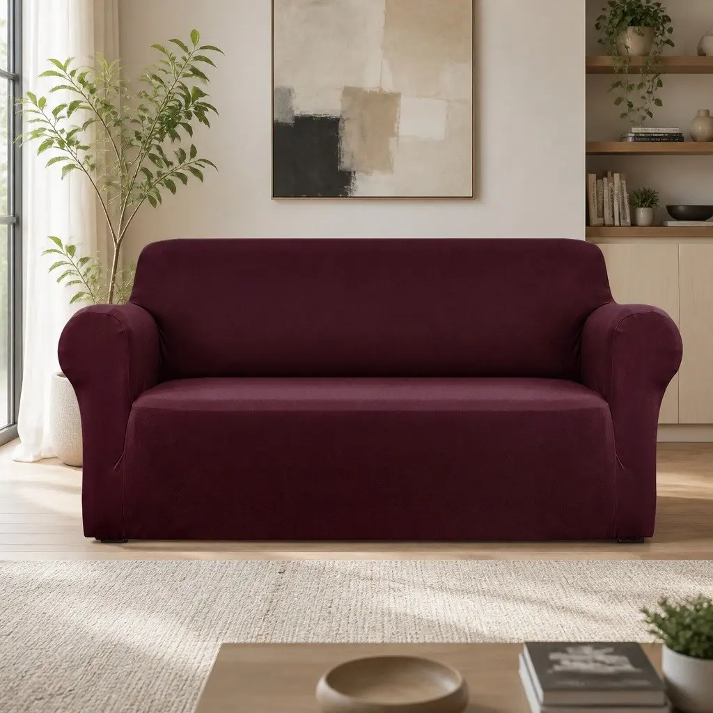 Burgundy Sofa Cover for 3-Seater Couch