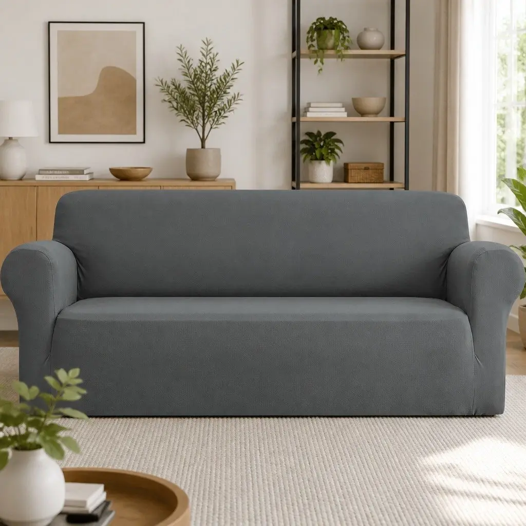 Grey Sofa Cover for 4-Seater Use at Home