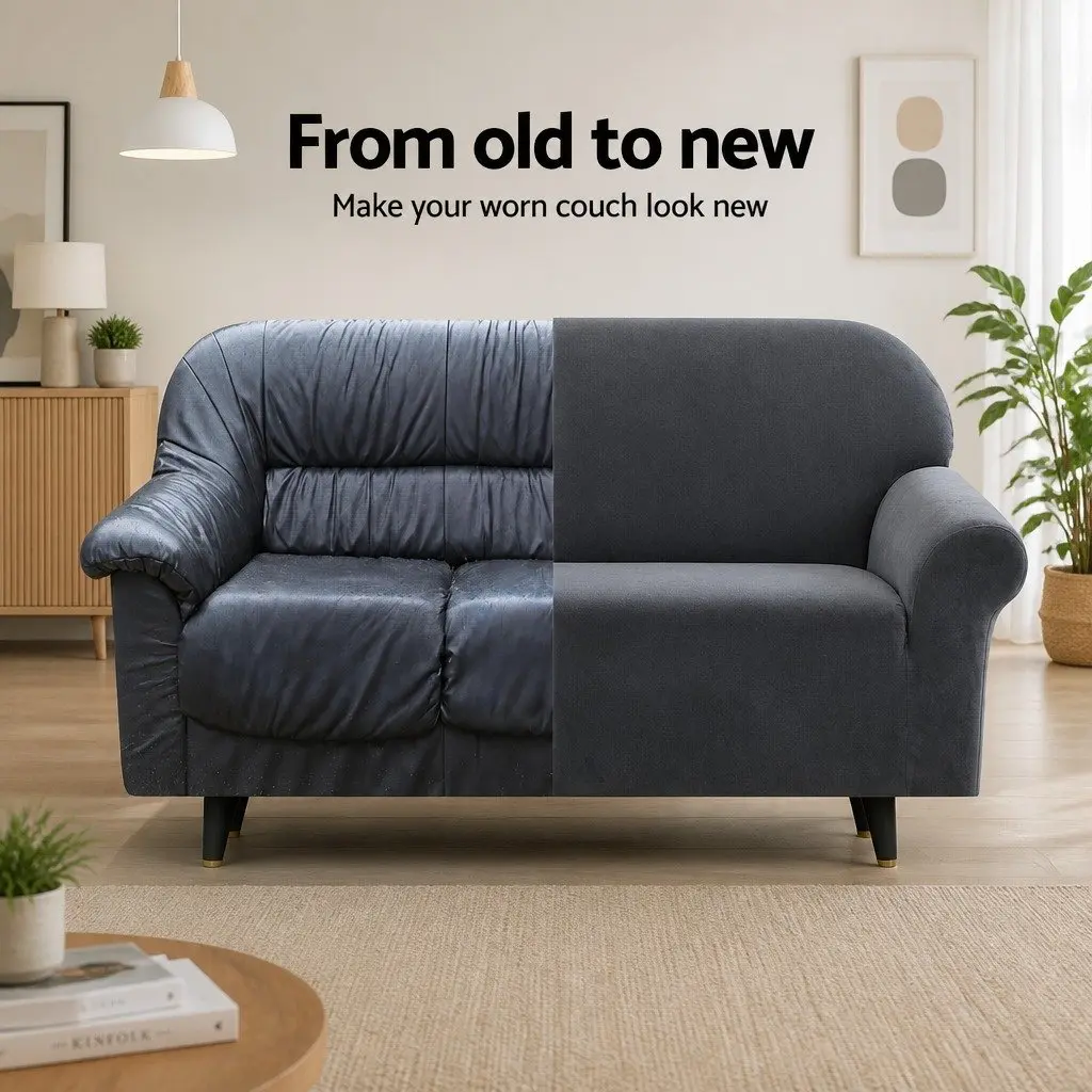 Sofa Cover Velvet Stretch 1 Seater Grey
