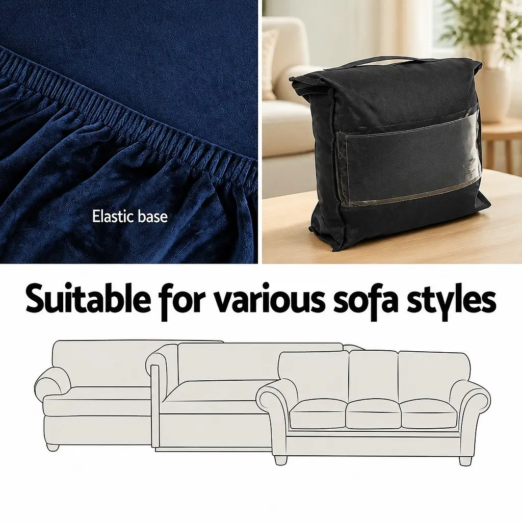 3 Seater Sofa Cover Velvet Couch Protector Stretch Elastic Anti-Slip Washable