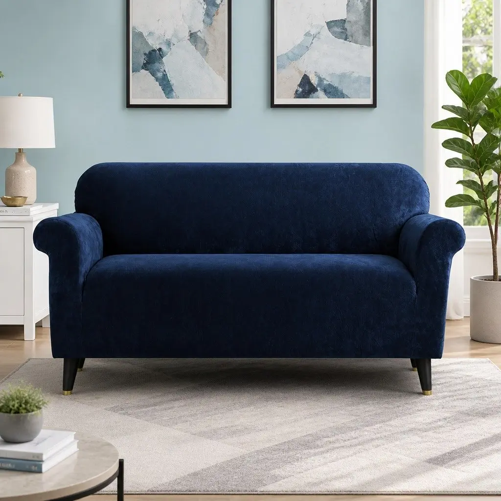 3 Seater Sofa Cover Velvet Couch Protector Stretch Elastic Anti-Slip Washable