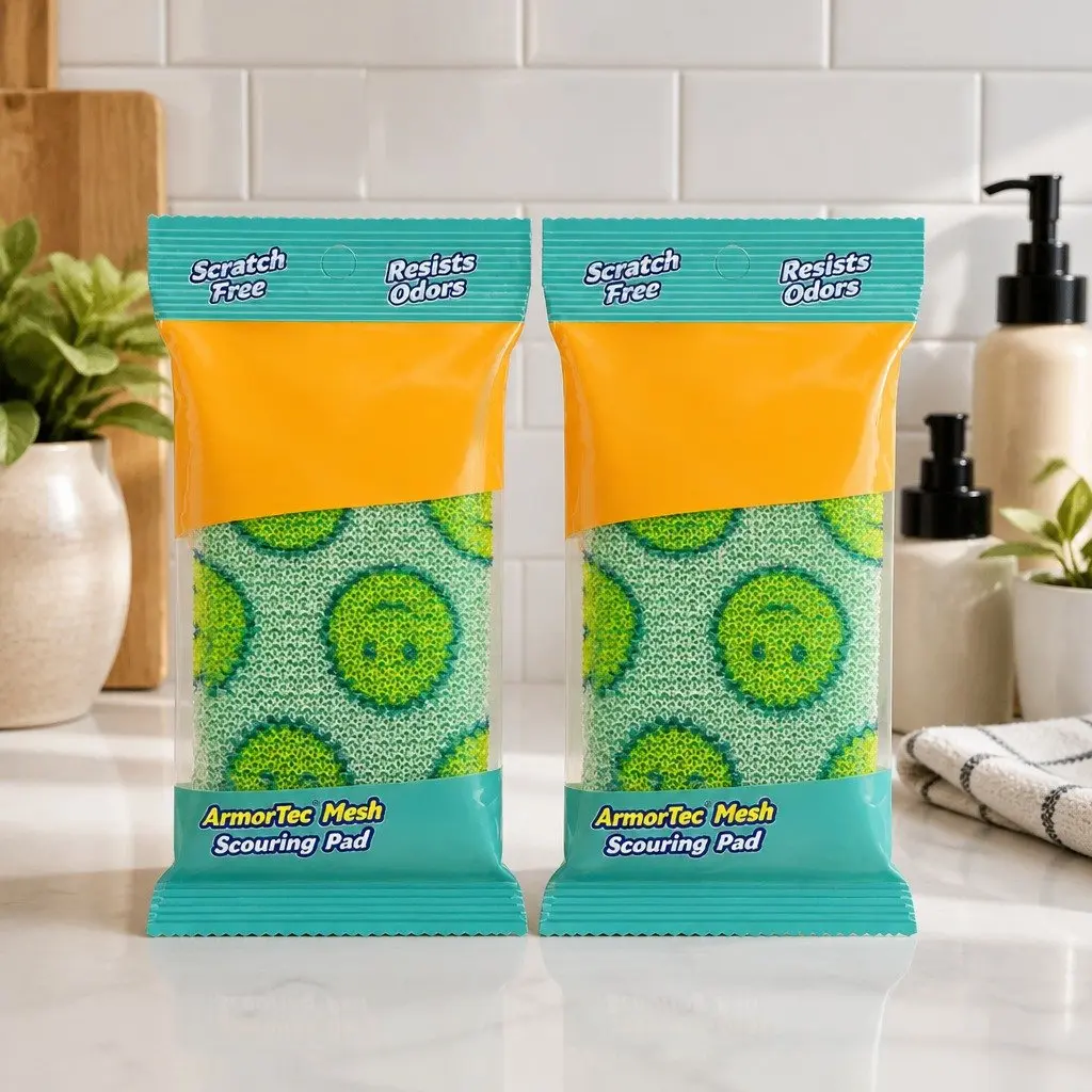 Essentials Scour Green Pads for Home Cleaning