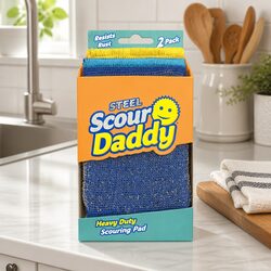 Steel Scour Scouring Pads 2 Pack Heavy Duty Cleaning Stainless Steel Fibers