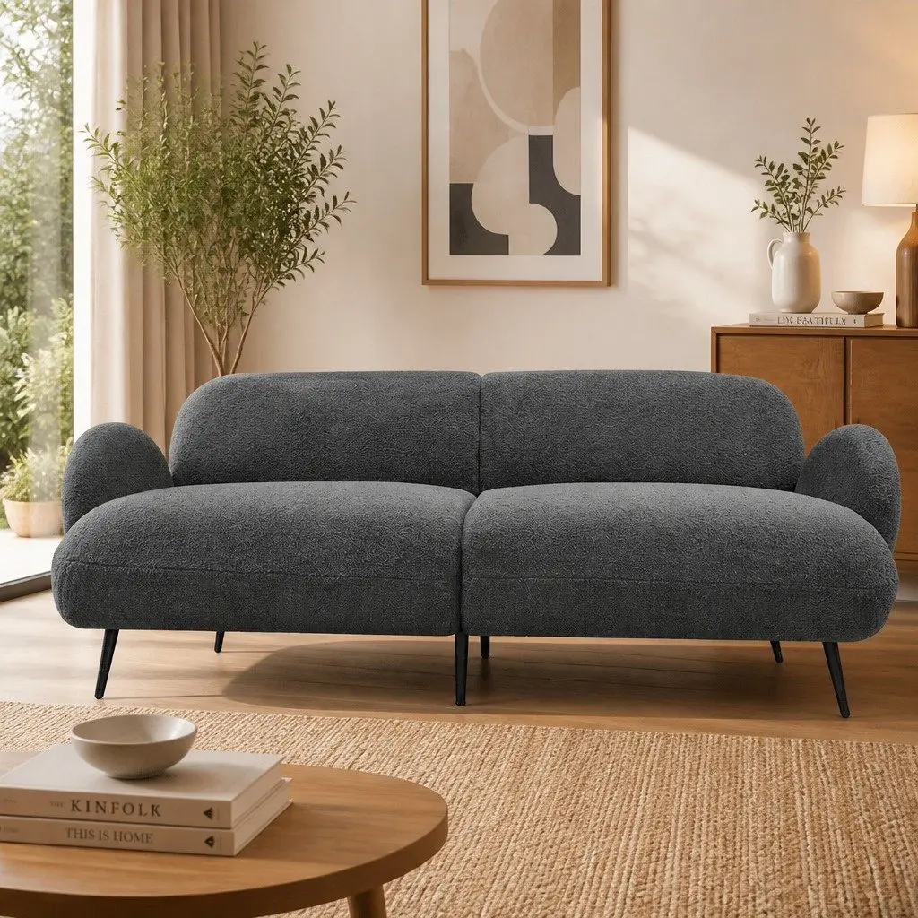 3SeaterLoungeCouchModernGreySherpaFleeceUpholsteredLivingRoomFurniture