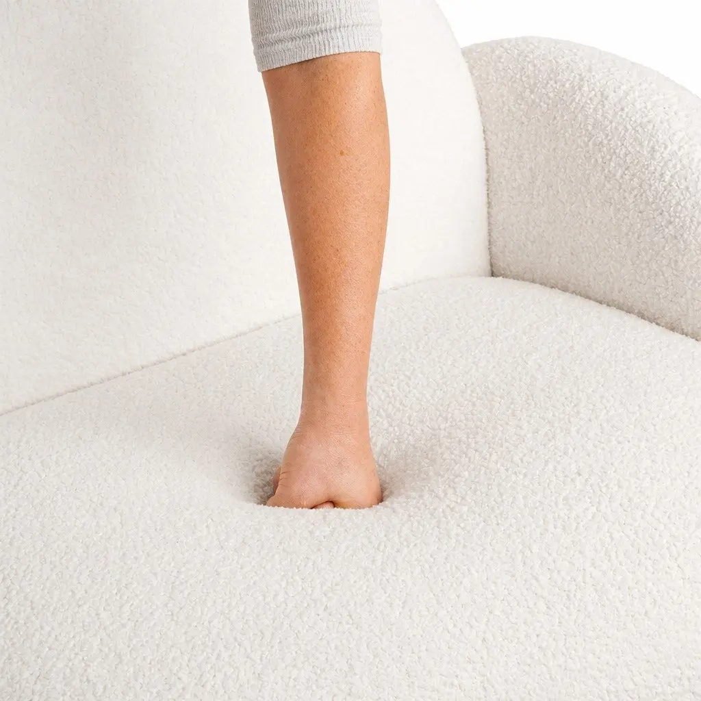 Single Sofa Chair Fleece Upholstered Armchair Lounge Seat White Relax Furniture