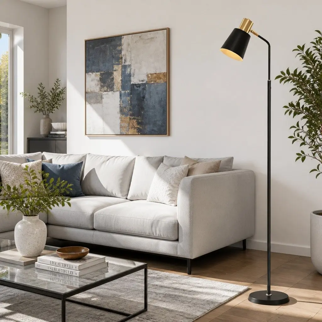 Floor Lamp LED Light Stand Modern Design Living Room Office Reading Black