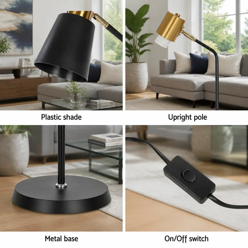 Floor Lamp LED Light Stand Modern Design Living Room Office Reading Black