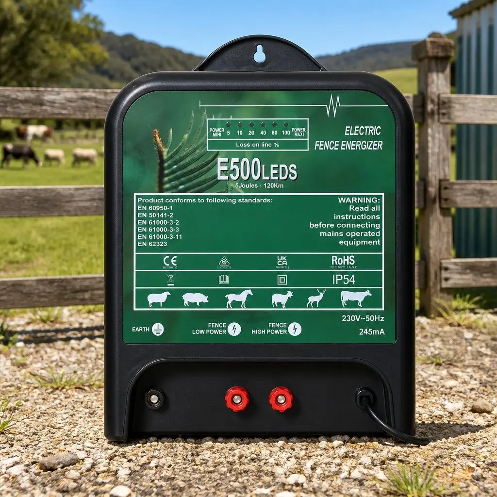 Electric Fence Energiser 5J 220-240V 120km Coverage Mains Powered Livestock