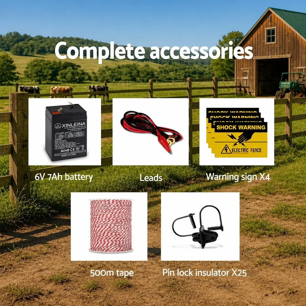 Solar Electric Fence Energiser Monocrystalline Silicon 8km Compact Red and White