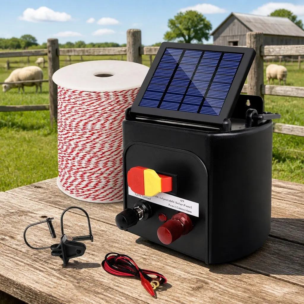 Solar Electric Fence Energiser Monocrystalline Silicon 3km Black Fencing Kit with 500m Polywire
