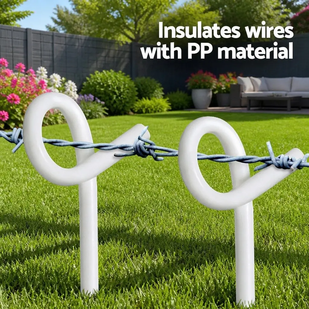 Electric Fence Pigtail Posts Steel 104 cm Silver and White 20 Piece