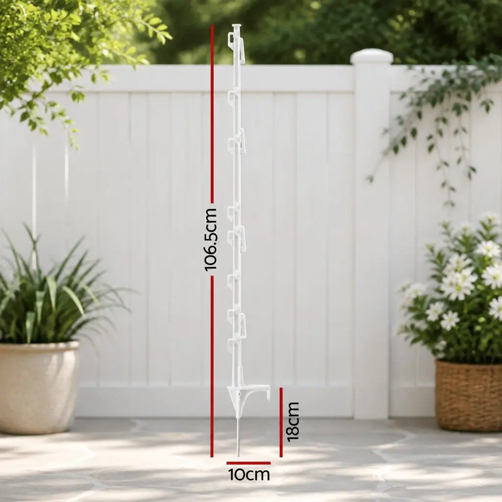 Electric Fence Posts Poly 106.5cm White 20 Piece Temporary Fencing