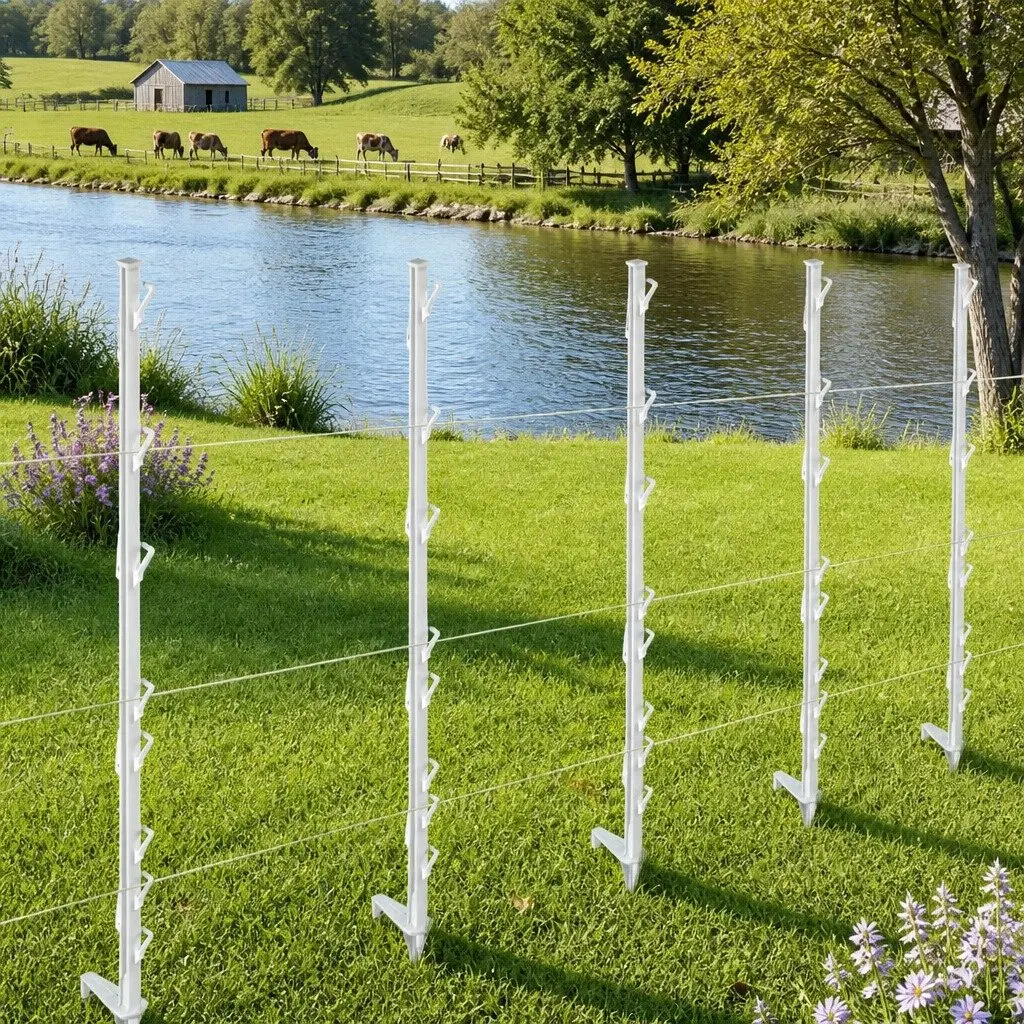 Electric Fence Posts Poly 106.5cm White 20 Piece Temporary Fencing
