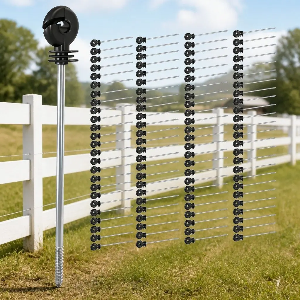 Electric Fence Insulators Screw in Stand Off Black 25cm 100 Pieces