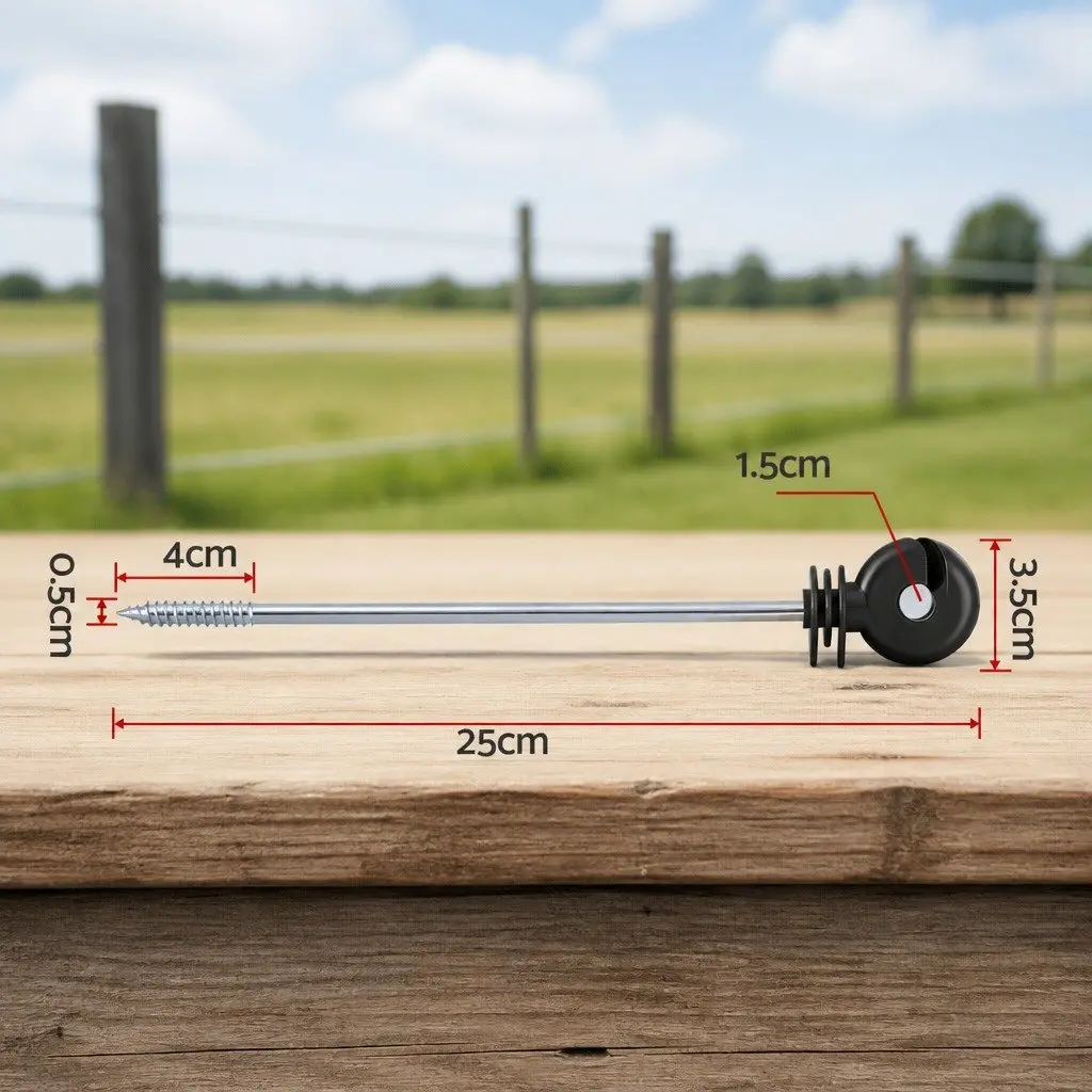 Electric Fence Insulators Screw in Stand Off Black 25cm 100 Pieces