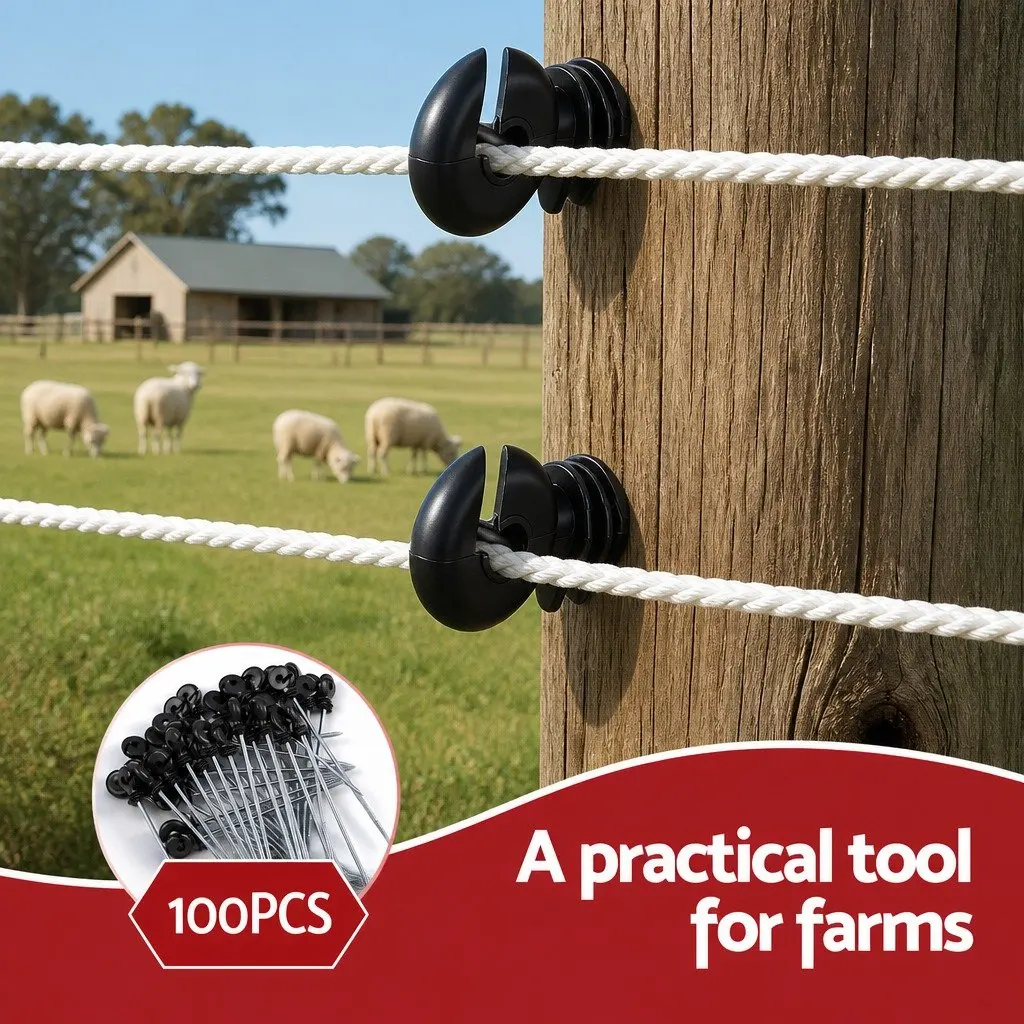 Electric Fence Insulators Screw in Stand Off Black 25cm 100 Pieces