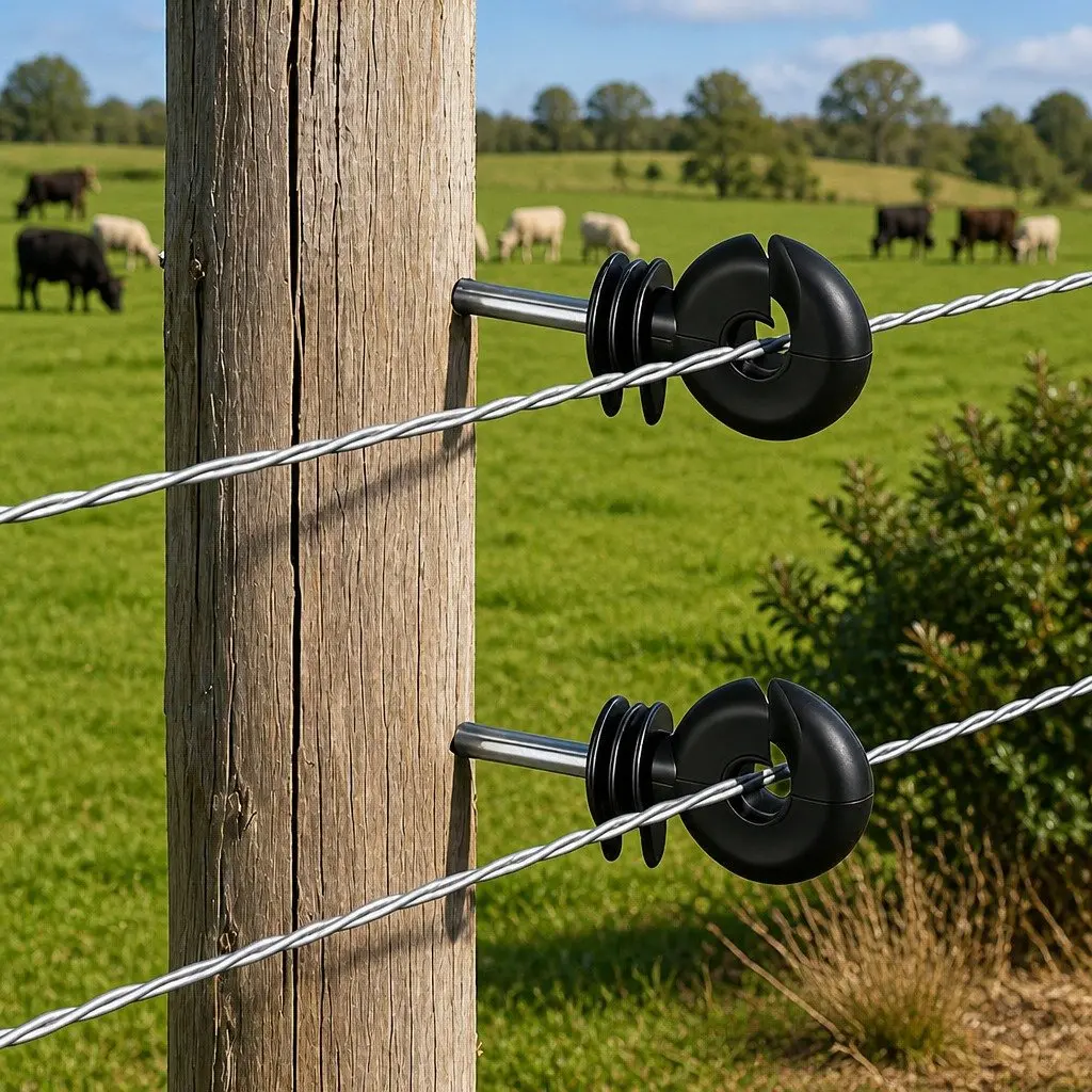 Electric Fence Insulators Screw in Stand Off Black 25cm 100 Pieces