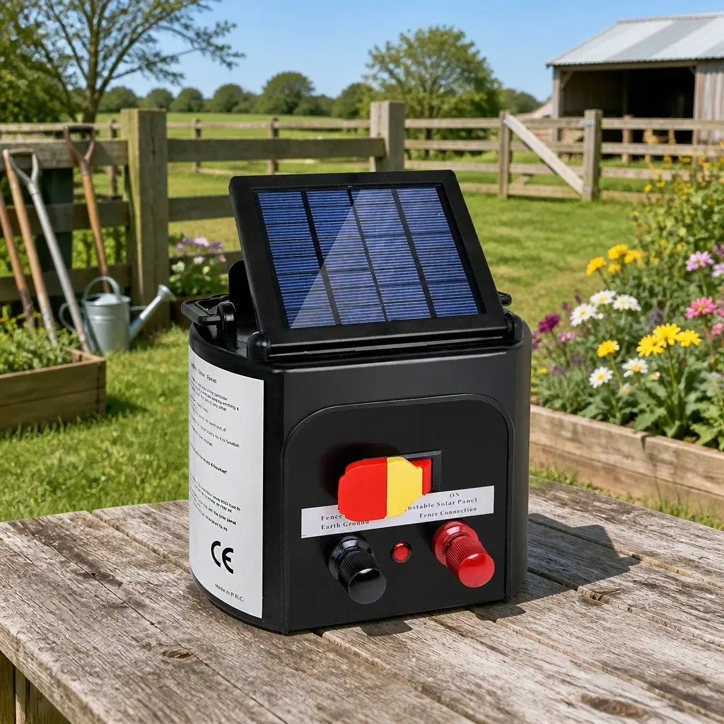 Solar Electric Fence Energiser 3km Range 0.1J Livestock Animal Control Charger