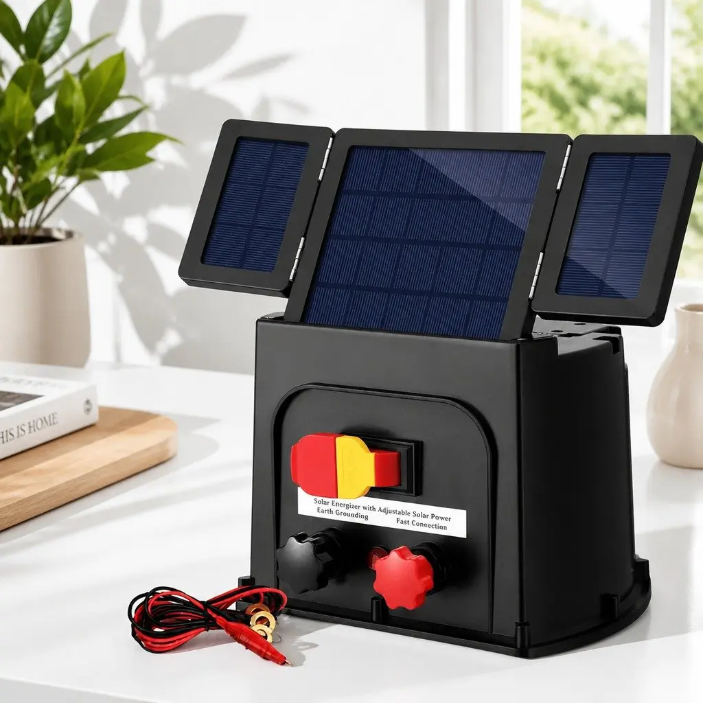Solar Electric Fence Energiser 5km 0.15J PET Panel Black