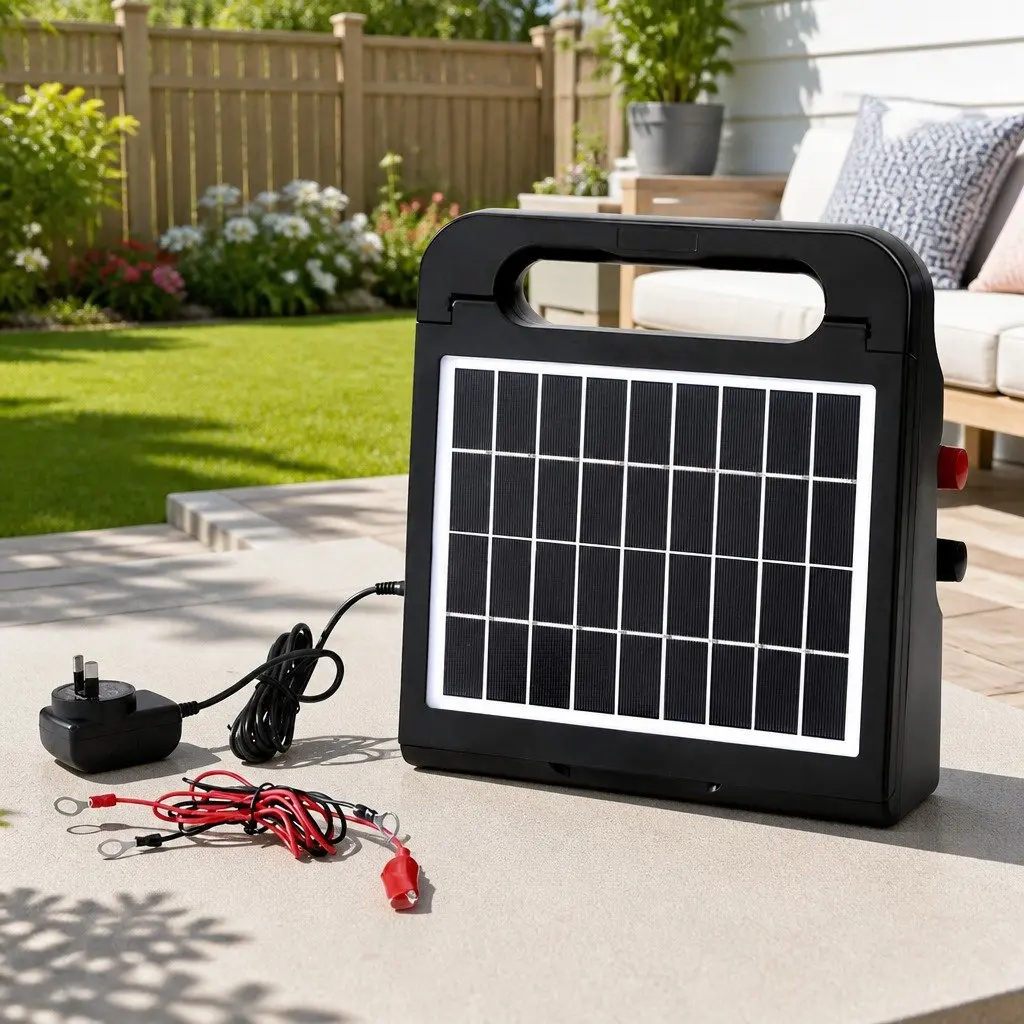 Solar Electric Fence Energiser Water-Resistant 5km Black