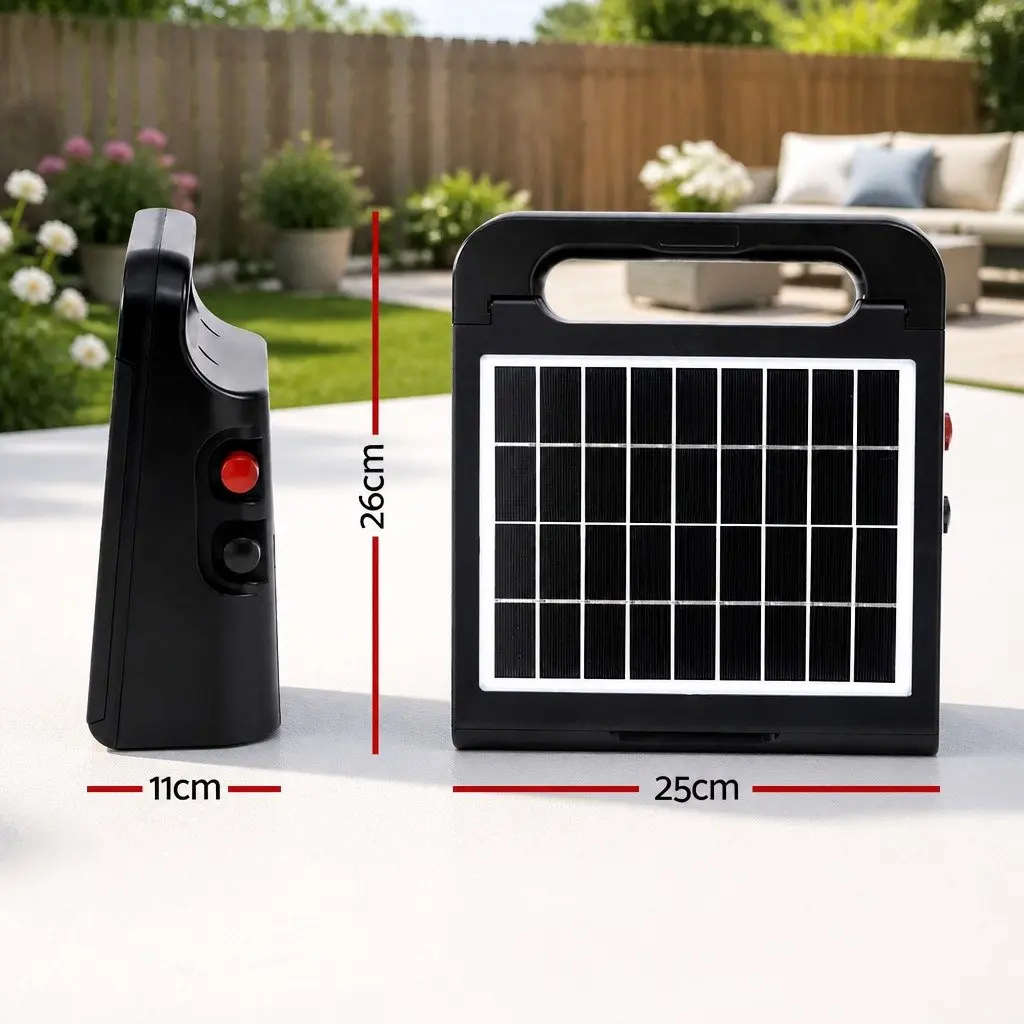 Solar Electric Fence Energiser Water-Resistant 5km Black