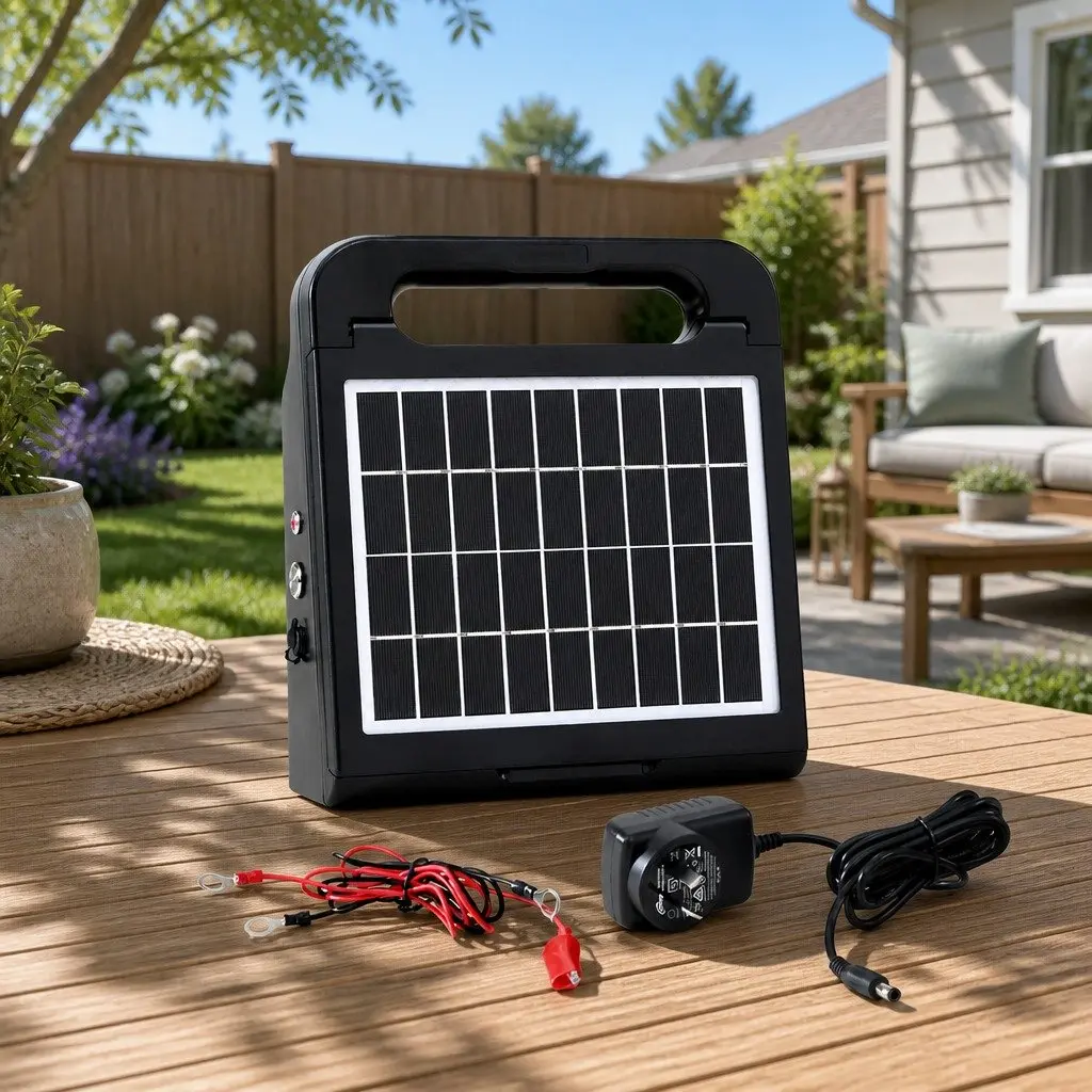 Solar Electric Fence Energiser Water-Resistant 5km Black