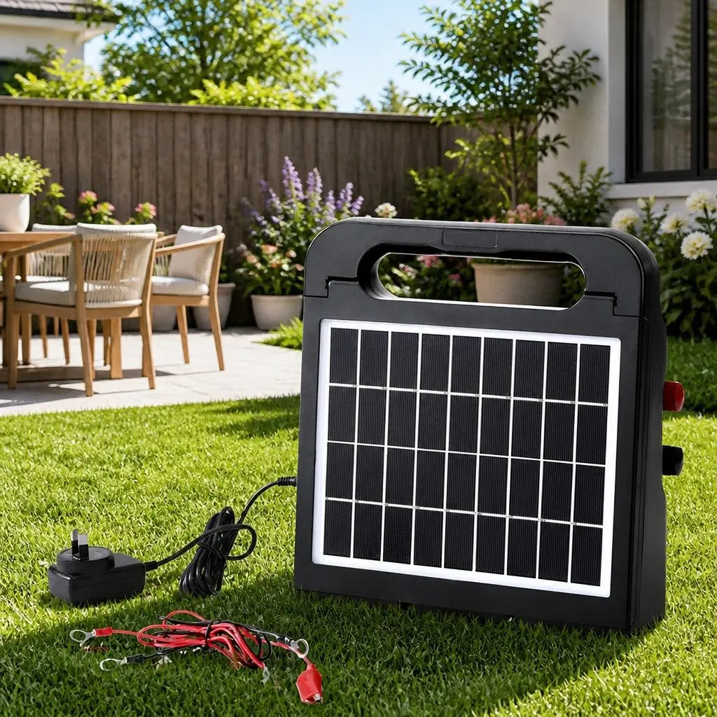 Solar Electric Fence Energiser Water-Resistant 5km Black