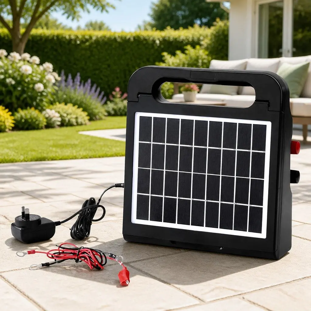 Solar Electric Fence Energiser Monocrystalline Silicon 10km Black Water-Resistant