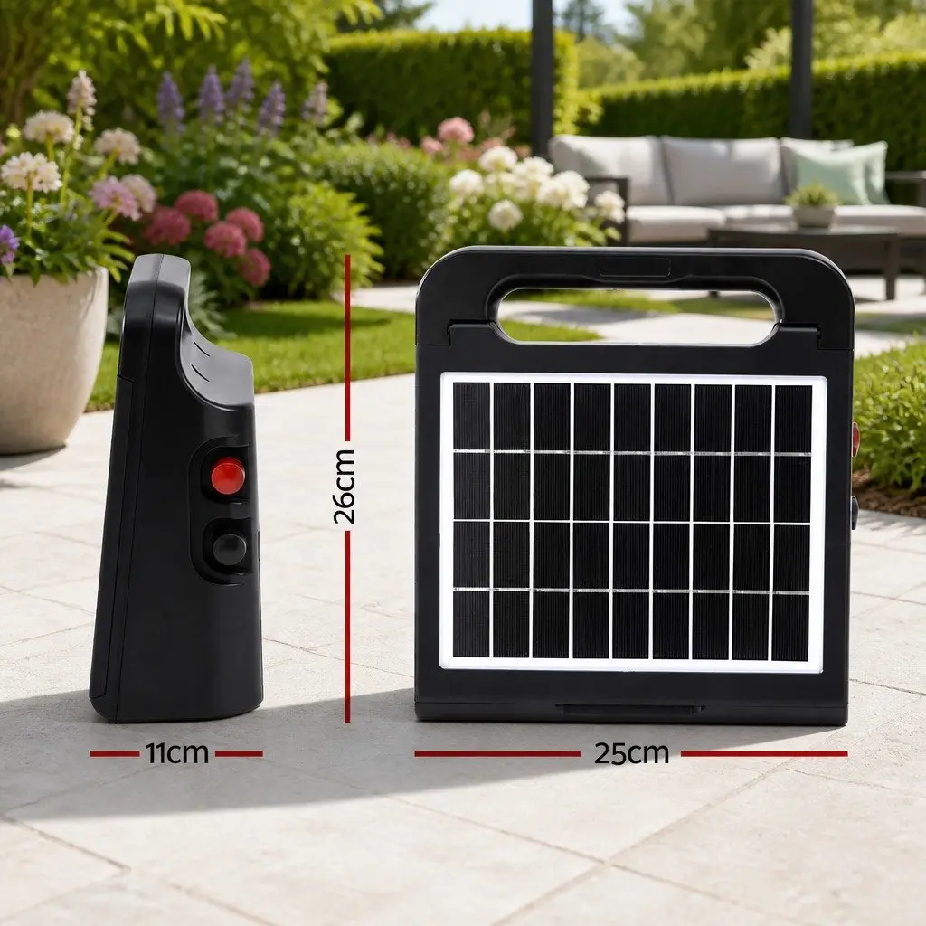 Solar Electric Fence Energiser Monocrystalline Silicon 10km Black Water-Resistant