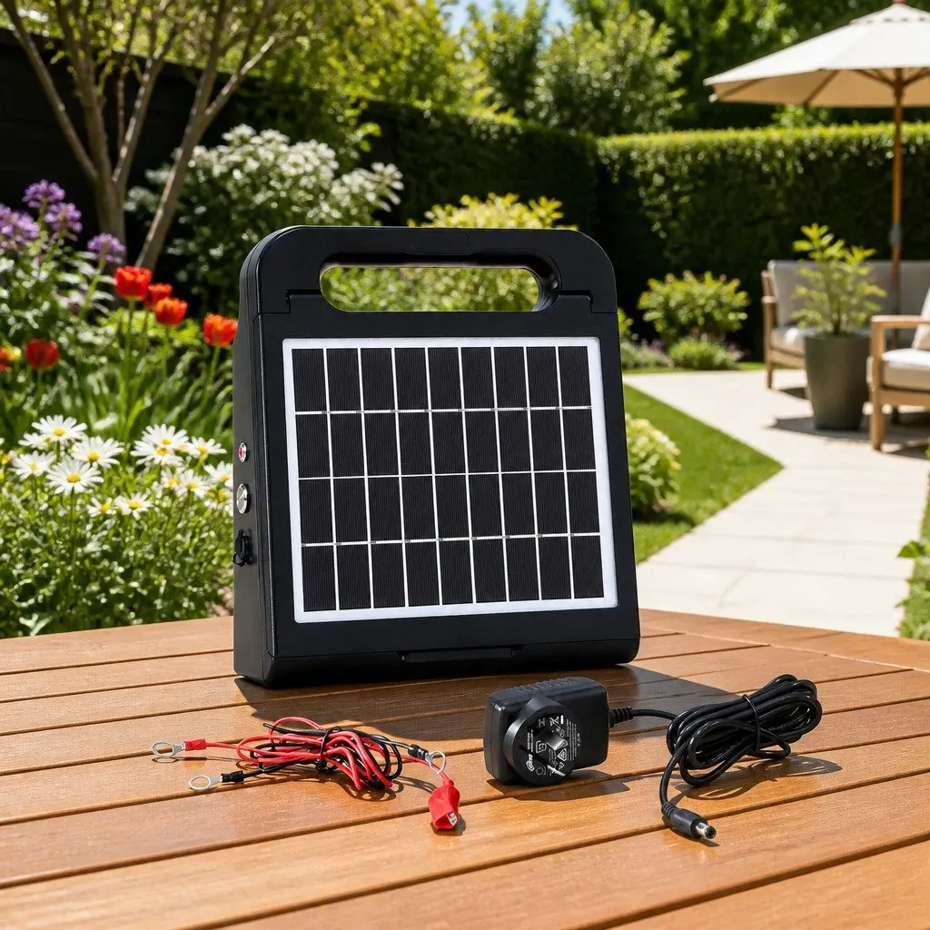 Solar Electric Fence Energiser Monocrystalline Silicon 10km Black Water-Resistant