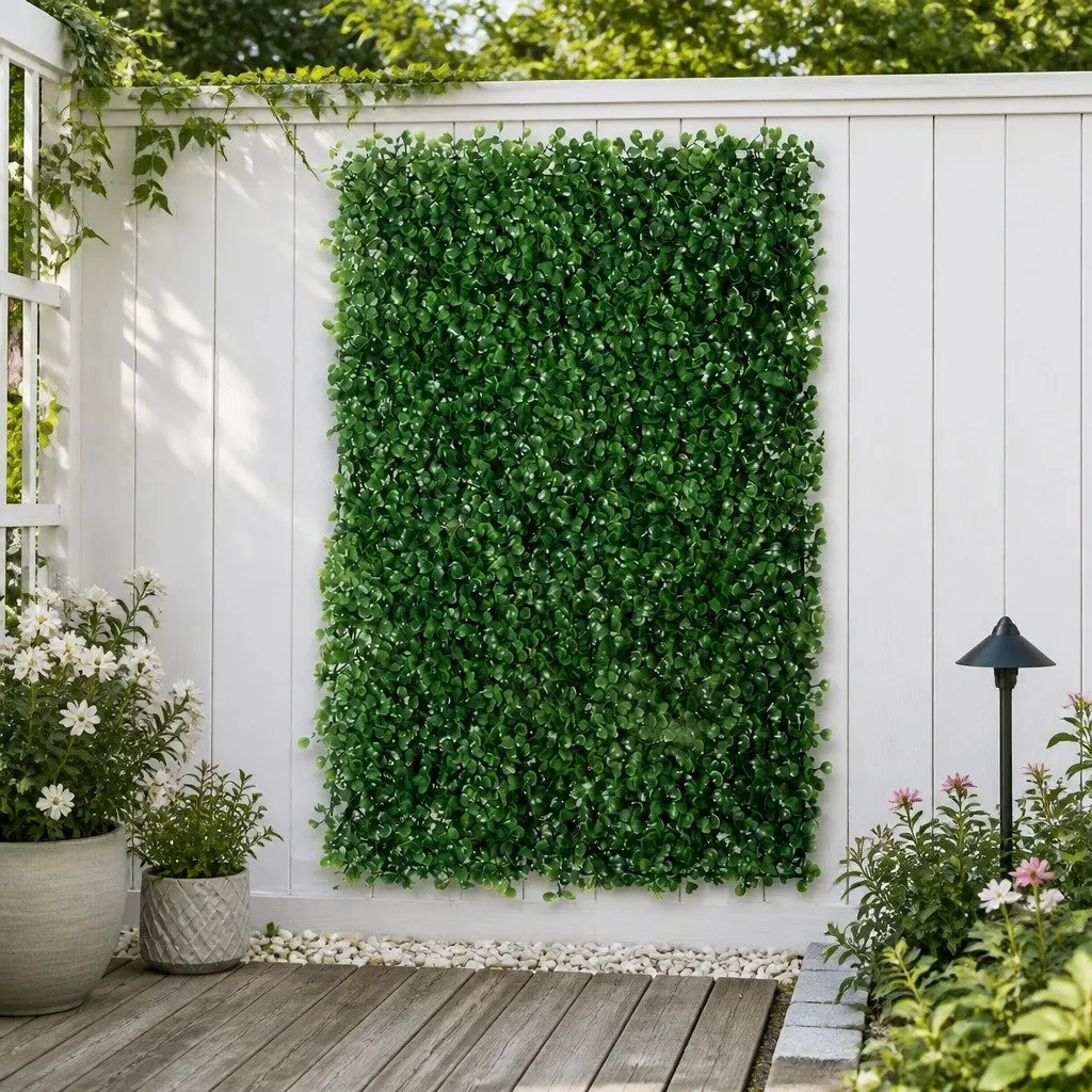 Artificial Boxwood Hedge Panel HDPE 60cm x 40cm Green Vertical Garden Wall Screen Indoor Outdoor