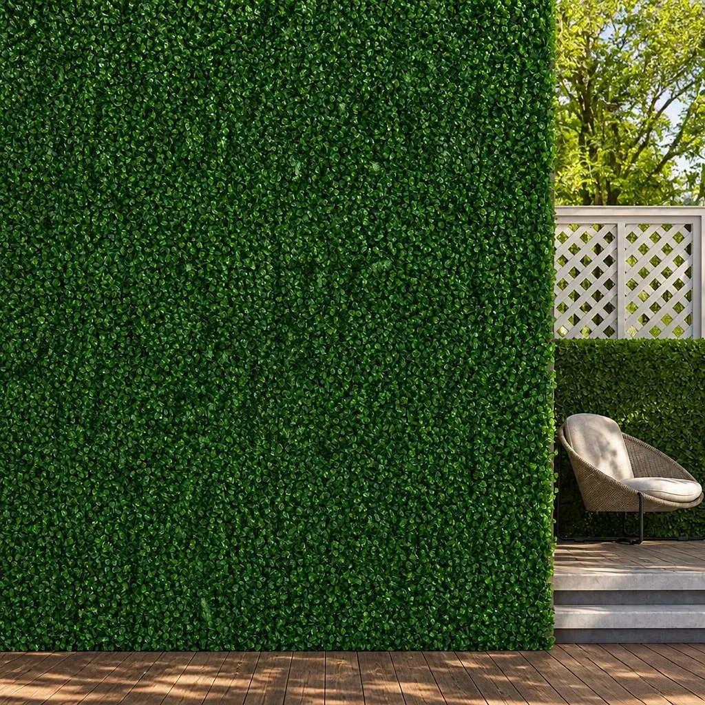 Artificial Boxwood Hedge Panel HDPE 60cm x 40cm Green Vertical Garden Wall Screen Indoor Outdoor