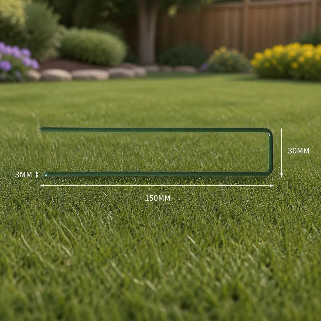 Synthetic Grass Pins U-Shape Steel 150mm Green Lawn