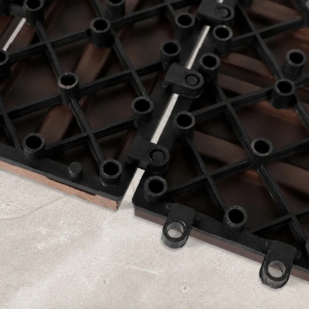 Interlocking Plastic Decking Tiles 30cm Coffee Suitable for Outdoor Balcony Patio Garden
