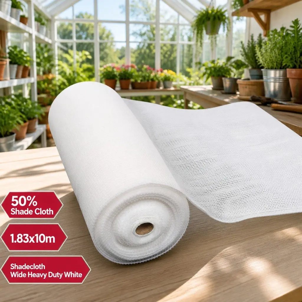 Shade Cloth Heavy Duty UV-Stabilised 1.83m x 10m White Mono-Tape Knitted Fabric