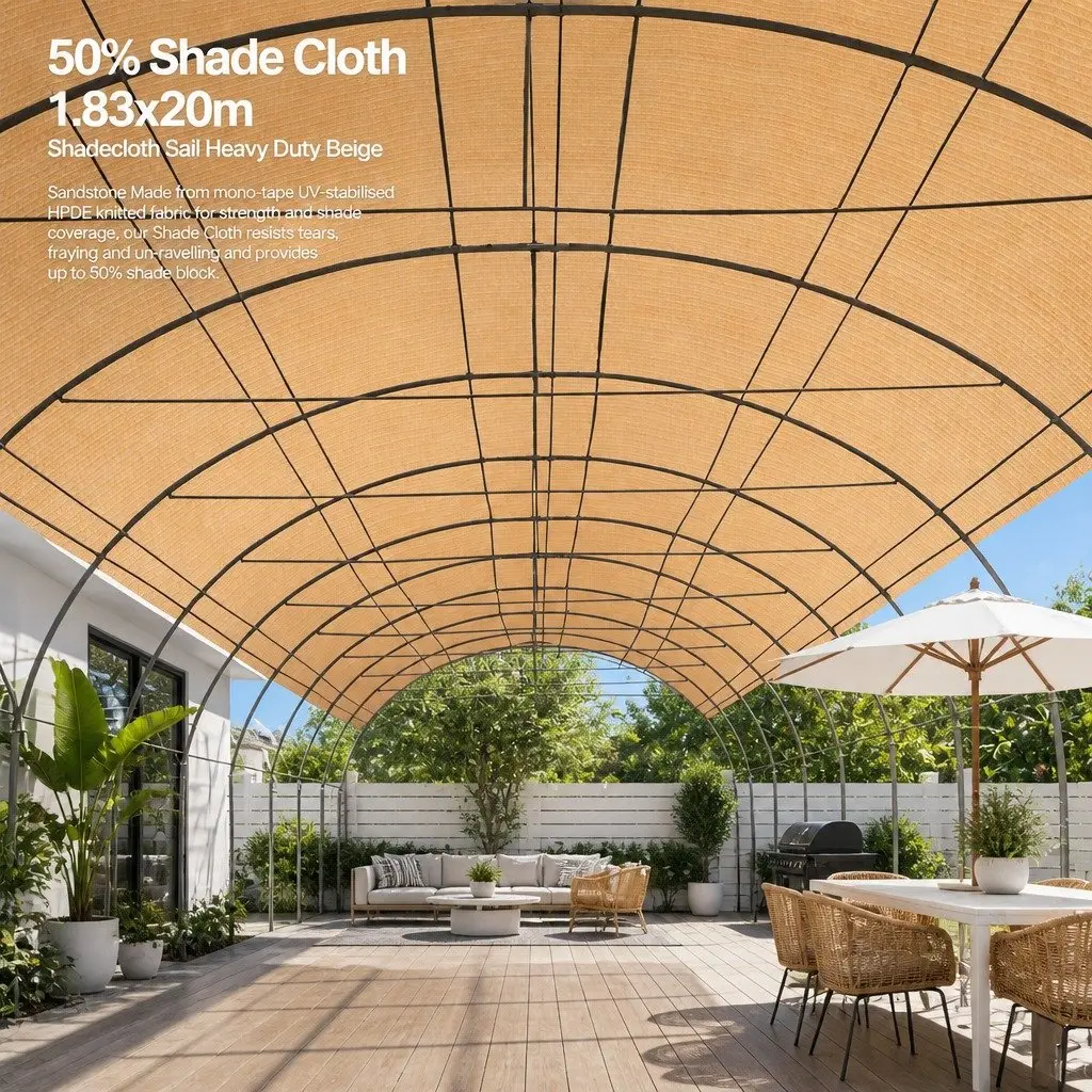 Shade Cloth Roll UV-Stabilised HPDE Mono-Tape 1.83m x 20m Beige