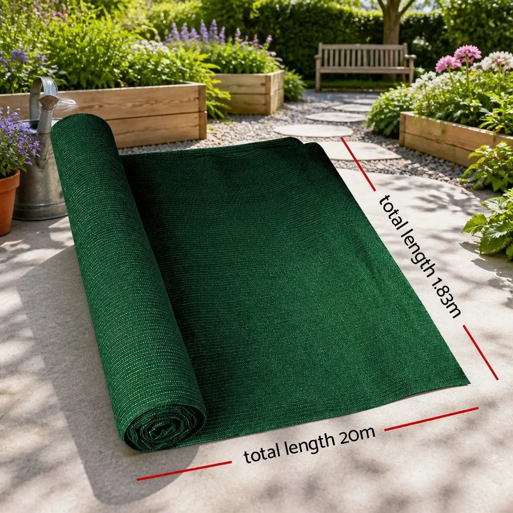 Shade Cloth 1.83m x 20m Green HPDE Knitted Fabric UV Stabilised 70% Shade Block