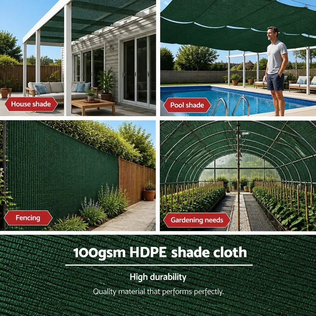 Shade Cloth UV-Stabilised HPDE 3.66x10m Green 50% Sun Block Garden Greenhouse Mesh