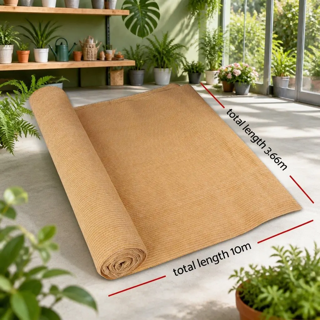 Shade Cloth 70% UV Block HPDE Knitted Fabric 3.66m x 10m Beige